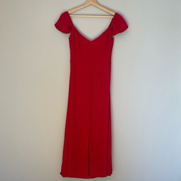 NEW Reformation Baxley Midi Dress in Cherry Red | size 4 - Picture 7 of 15